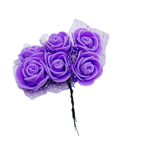 2 cm-es lila habrózsa tüllel