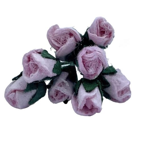 Mini papír rózsacsokor, világos rózsaszín, 8 szál/csokor