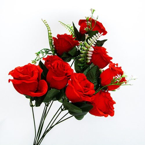 9 fejes nagy piros rózsacsokor 55 cm