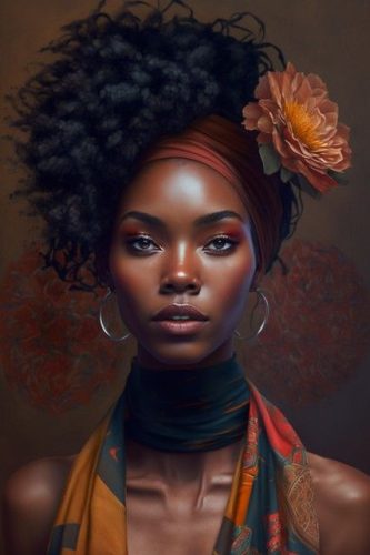 Afrikai nő virággal vászonkép