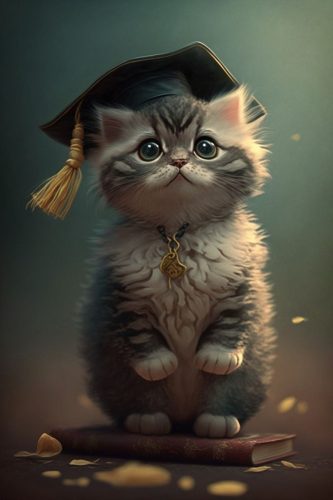 Diploma sapkás cica vászonkép