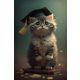 Diploma sapkás cica vászonkép