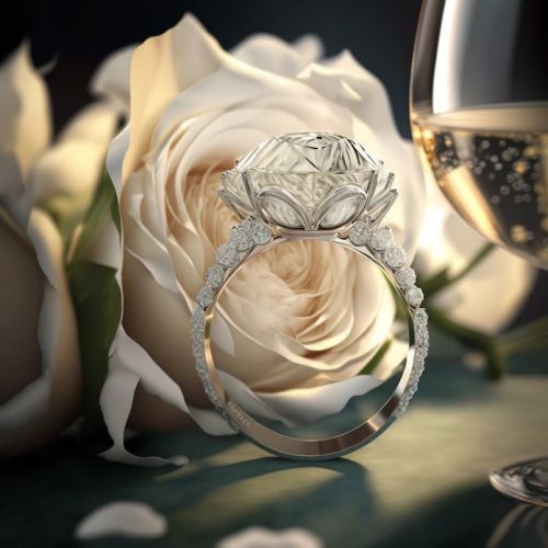 Fehér rózsa gyűrűvel vászonkép