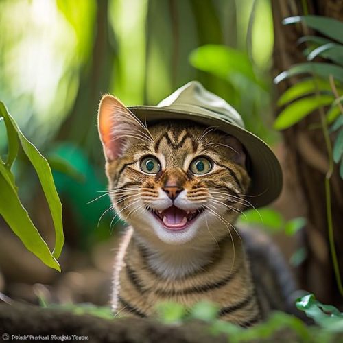 Felfedező mosolygó cica vászonkép