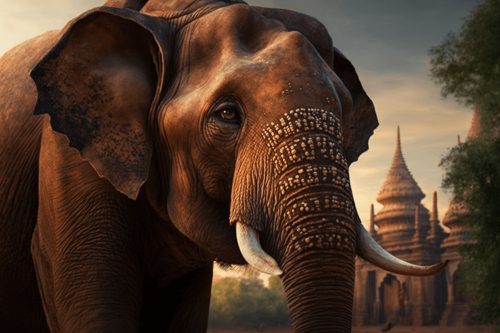 Keleti hangulatú elefánt vászonkép