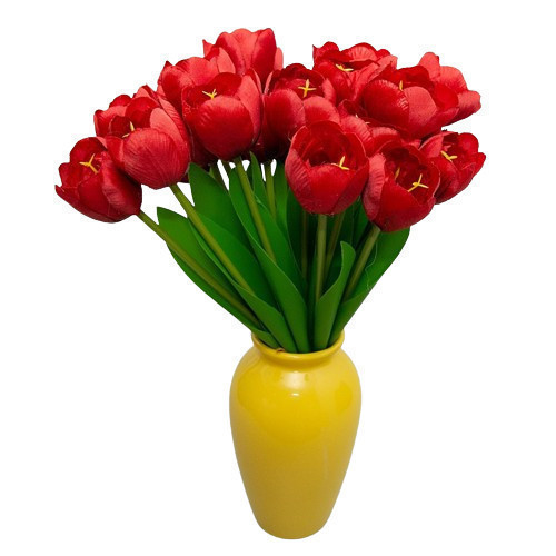 Selyem tulipán 5 szálas csokor bordó