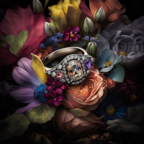 Színes gyűrű virágokkal vászonkép