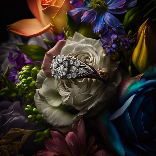 Színes virágok gyémánttal vászonkép