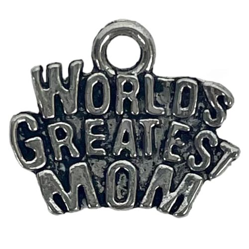 Fémmedál, World Greatest Mom, ezüst, 1,5x1,2 cm