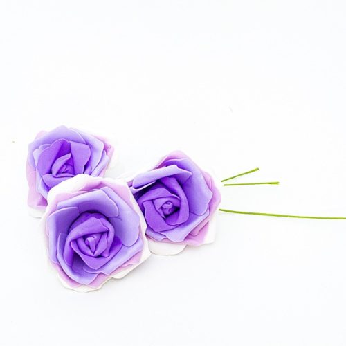 Multicolor lila habrózsa szárral 10 cm